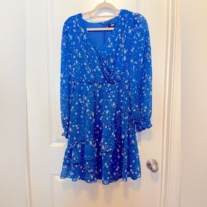 DKNY blue floral and feminine dress- size 12. Only worn once.